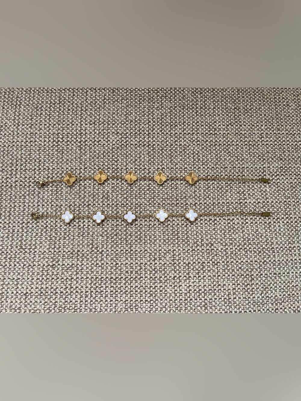 Gold Clover Bracelets Gold-Tone & Gold-Tone with Mother-of-Pearl Accents